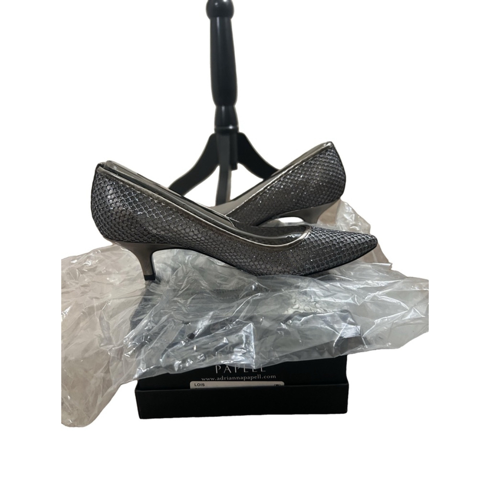 NIB Women's Adrianna Papell Lois, Gunmetal Honeycomb Heels